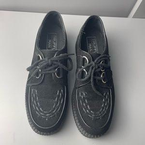 Truffle Man Collection lace up creeper in black faux-suede